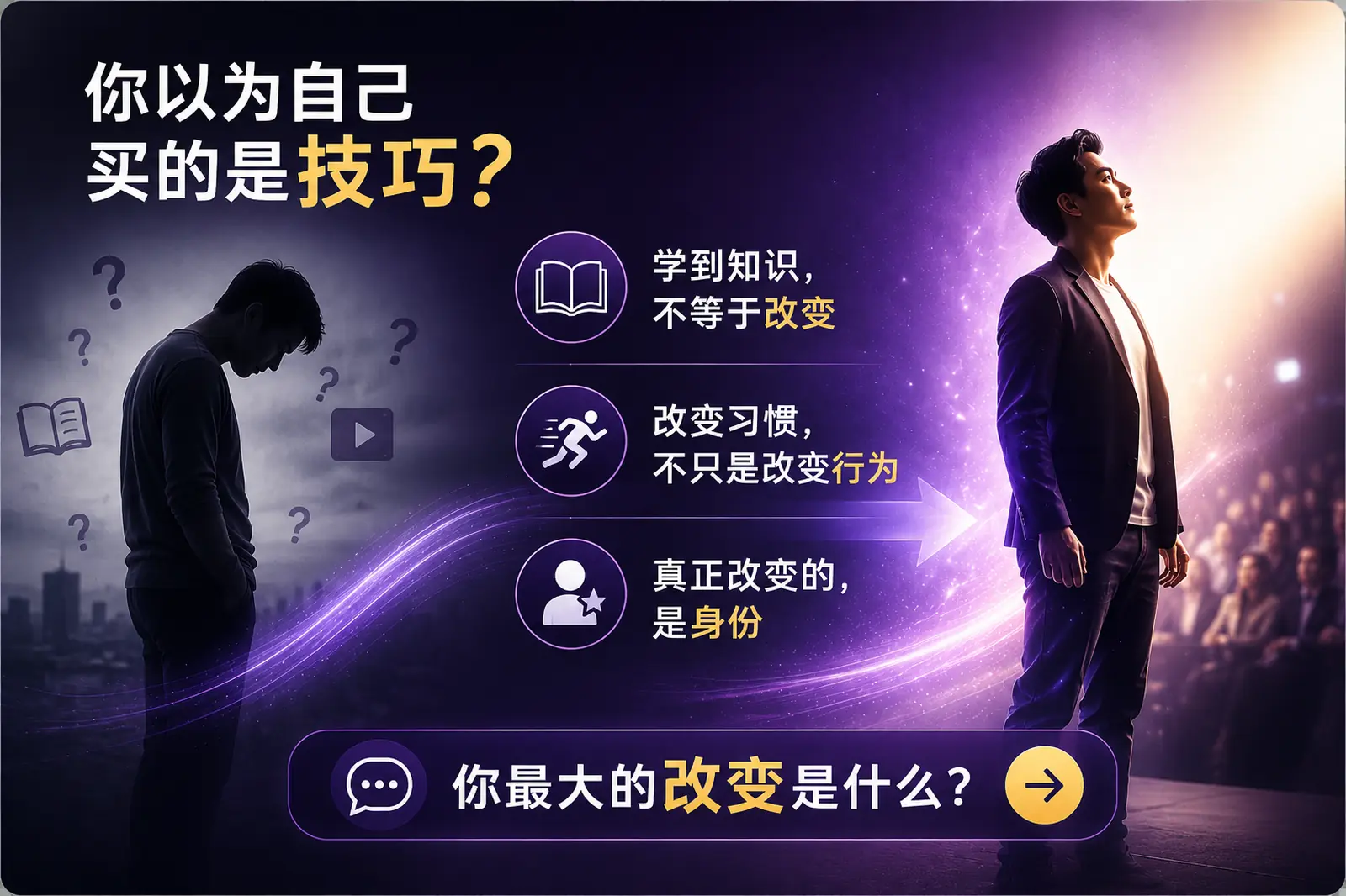 我买的不是技巧，我买的是一个新的自己｜身份转变主题图